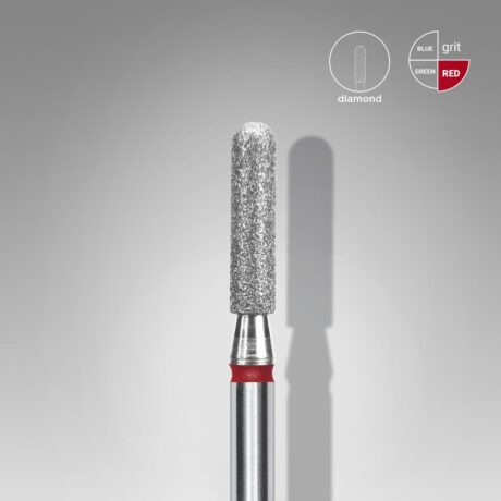 Diamond nail drill bit rounded cylinder red EXPERT head diameter 2,3 mm : working part 6,5 mm